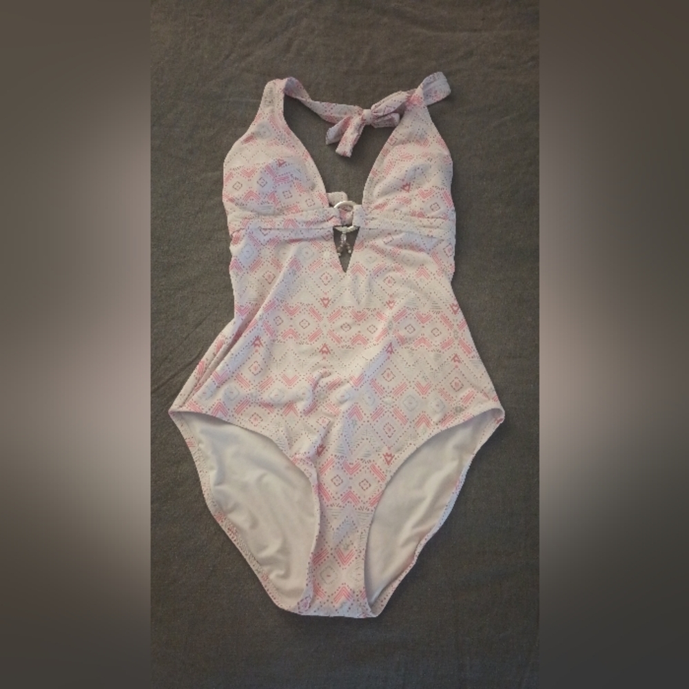 Letarte Pink and White Patterned Swimsuit